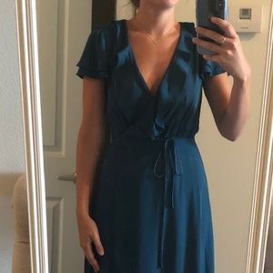 WAYF Nordstrom xs teal ruffle dress wrap